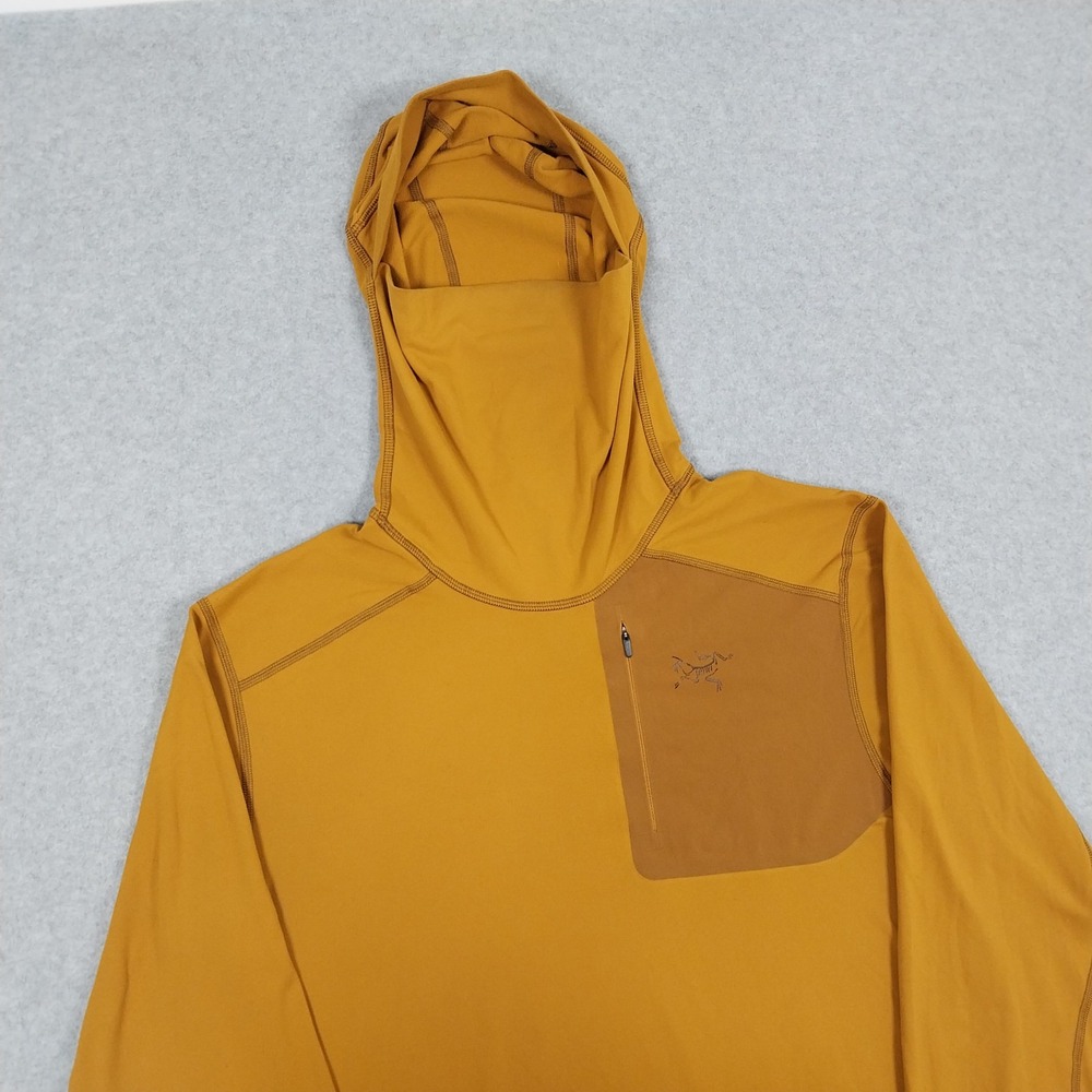 Arc'teryx Hoody Men Medium Orange Stryka Rho LT Base Layer Balaclava Lightweight - Picture 5 of 13